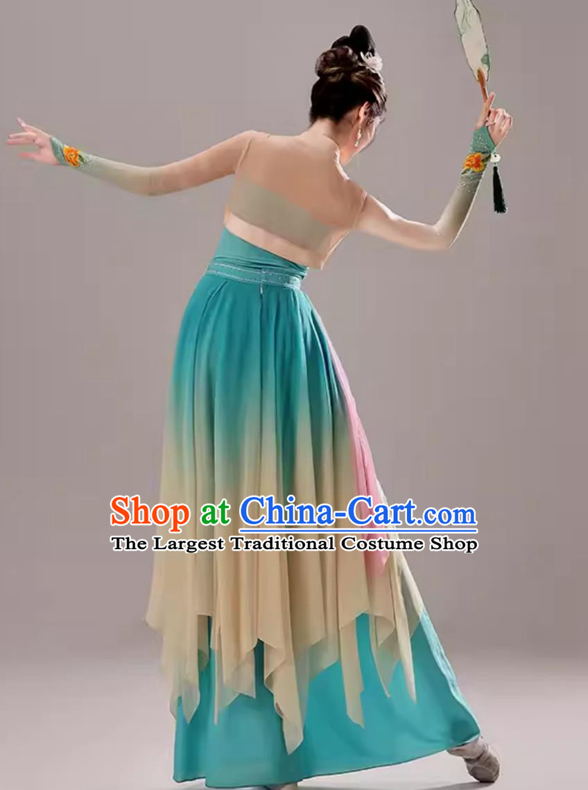 Woman Solo Dance Flowing Light Outfit Classical Dance Performance Costume Chinese Han Tang Fan Dance Dress