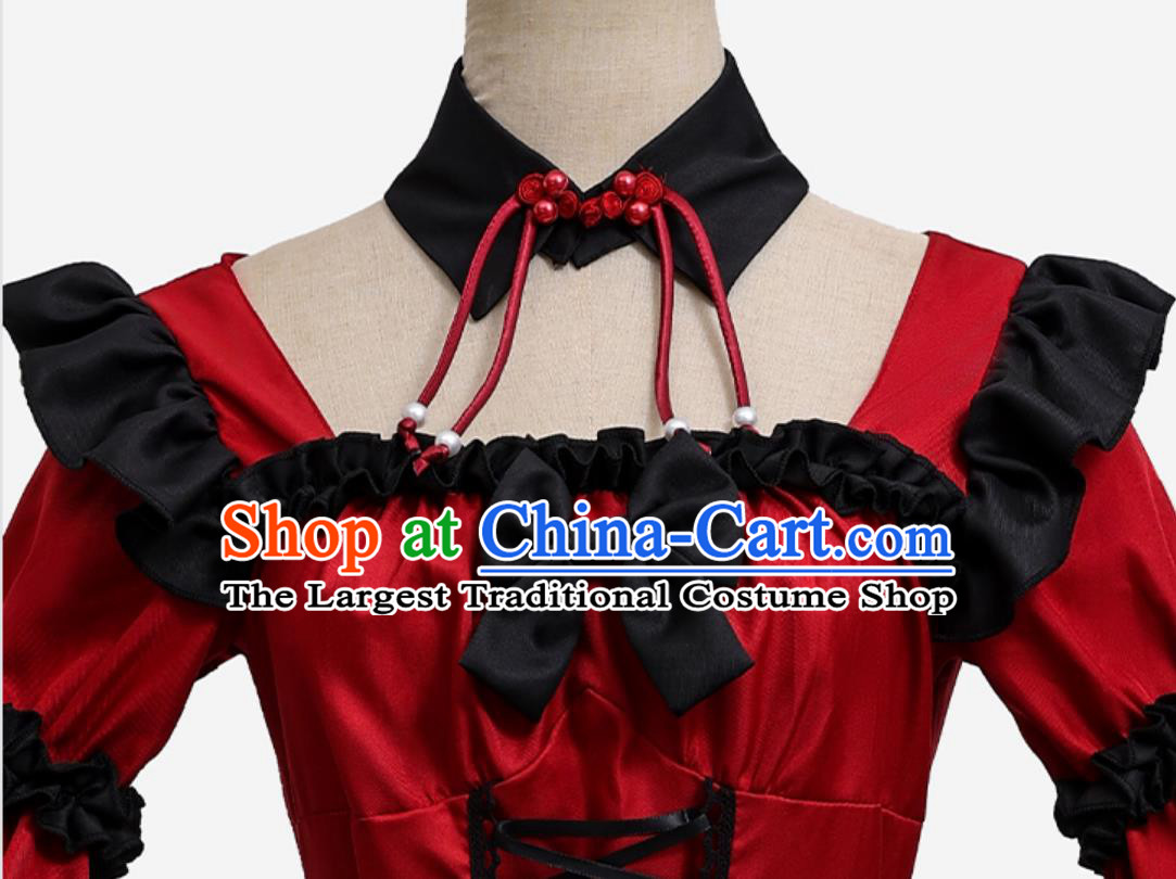Chinese New Year Lolita Maid Dress Spring Festival Lolita New Chinese Style Stage Performance Cosplay Costume
