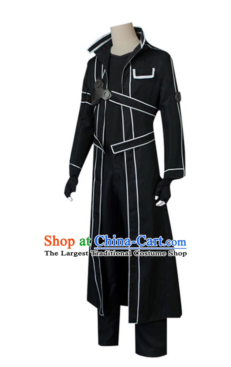 Sword Art Online Cosplay Costume Kirigaya Kazuto Long Trench Coat Stand Collar Ancient Style Coat Anime Cosplay Outfit