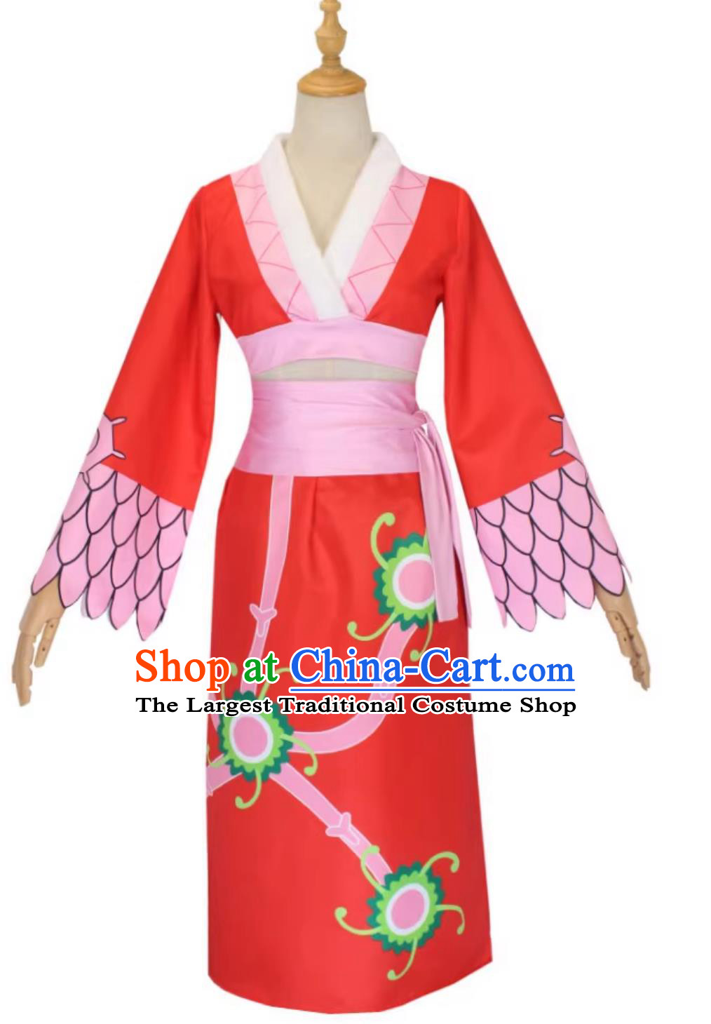 One Piece Cosplay Costume Boa Hancock Empress Snake Princess Sexy Red High Slit Qipao