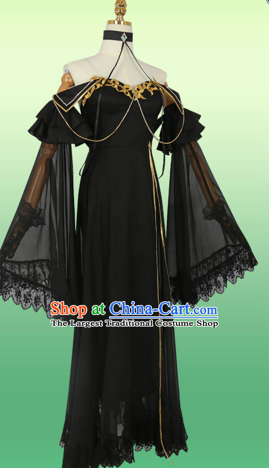 Code Geass C C Black Dress Cosplay Costume Cos Queen Gown