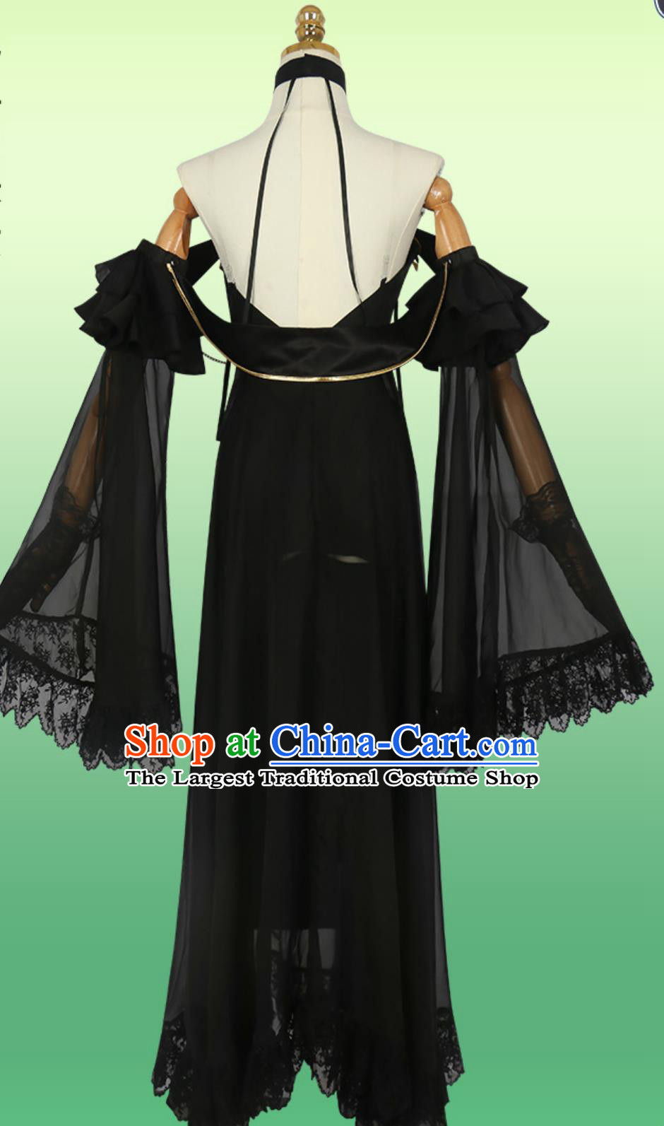 Code Geass C C Black Dress Cosplay Costume Cos Queen Gown