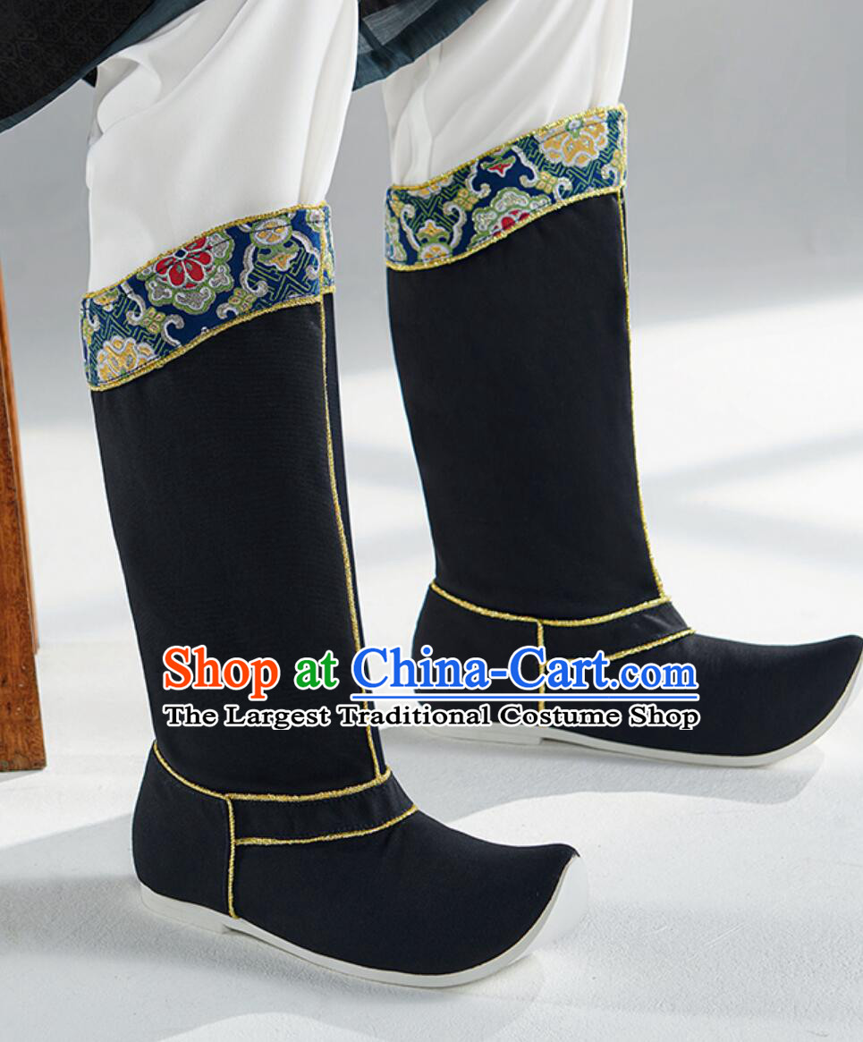 Chinese Ming Dynasty Official Boots Traditional Hanfu Shoes Ancient China Swordsman Black Boots