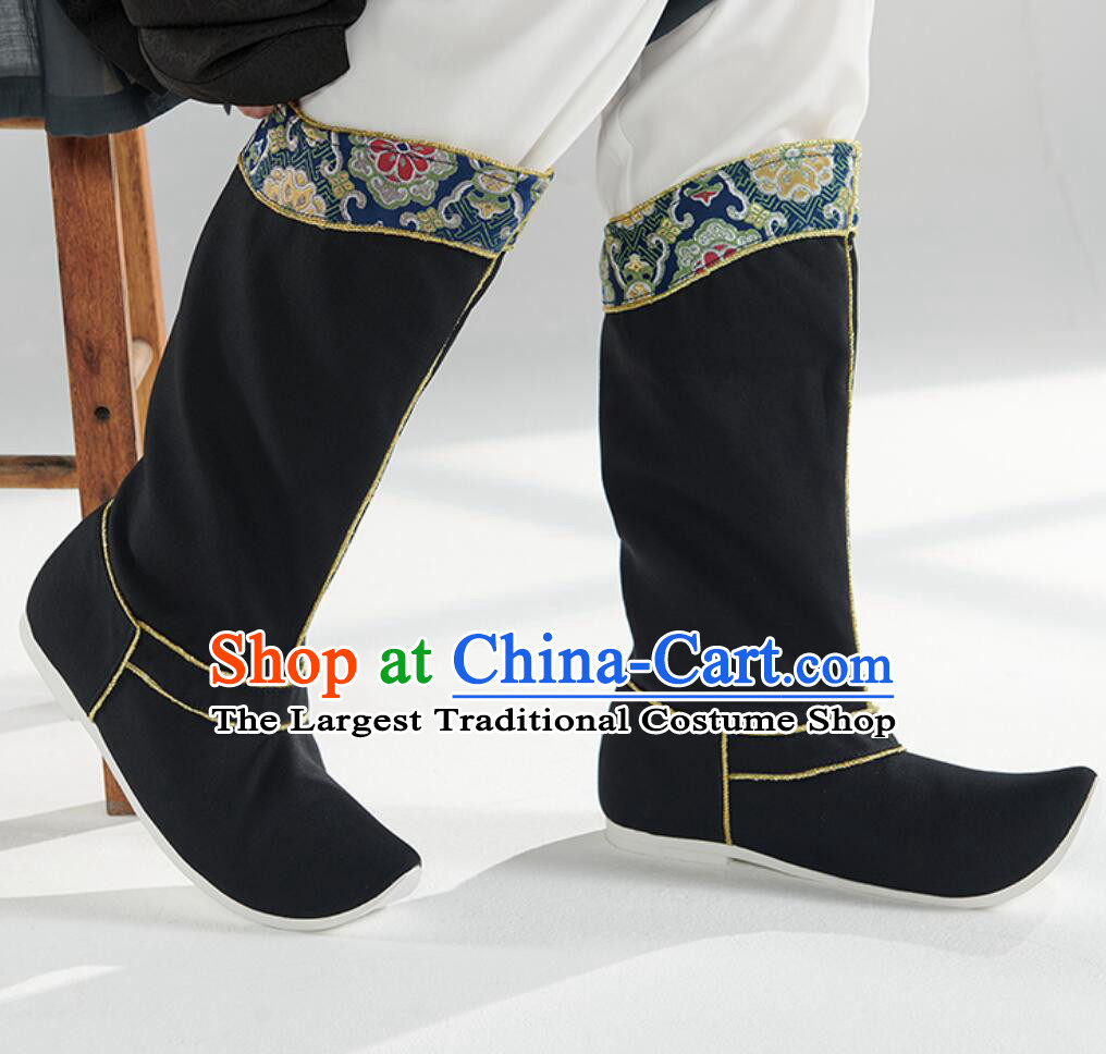 Chinese Ming Dynasty Official Boots Traditional Hanfu Shoes Ancient China Swordsman Black Boots