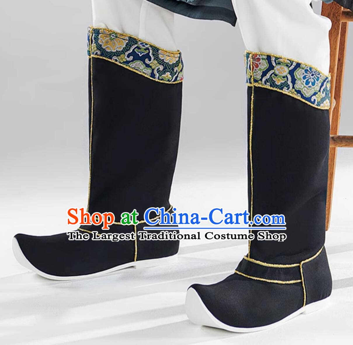Chinese Ming Dynasty Official Boots Traditional Hanfu Shoes Ancient China Swordsman Black Boots