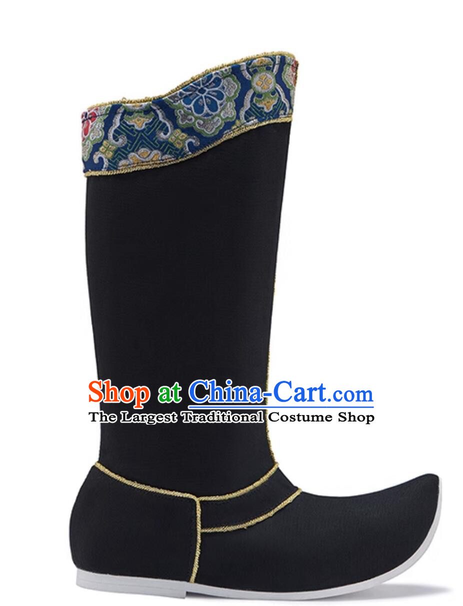 Chinese Ming Dynasty Official Boots Traditional Hanfu Shoes Ancient China Swordsman Black Boots