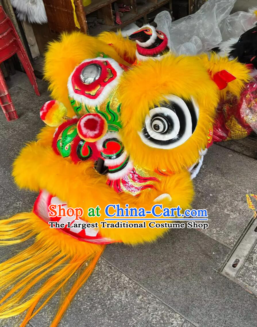Top Orange Lion Dance Equipment for Performances Chinese Lion Dance Fut San Lion Head and Costumes Complete Set