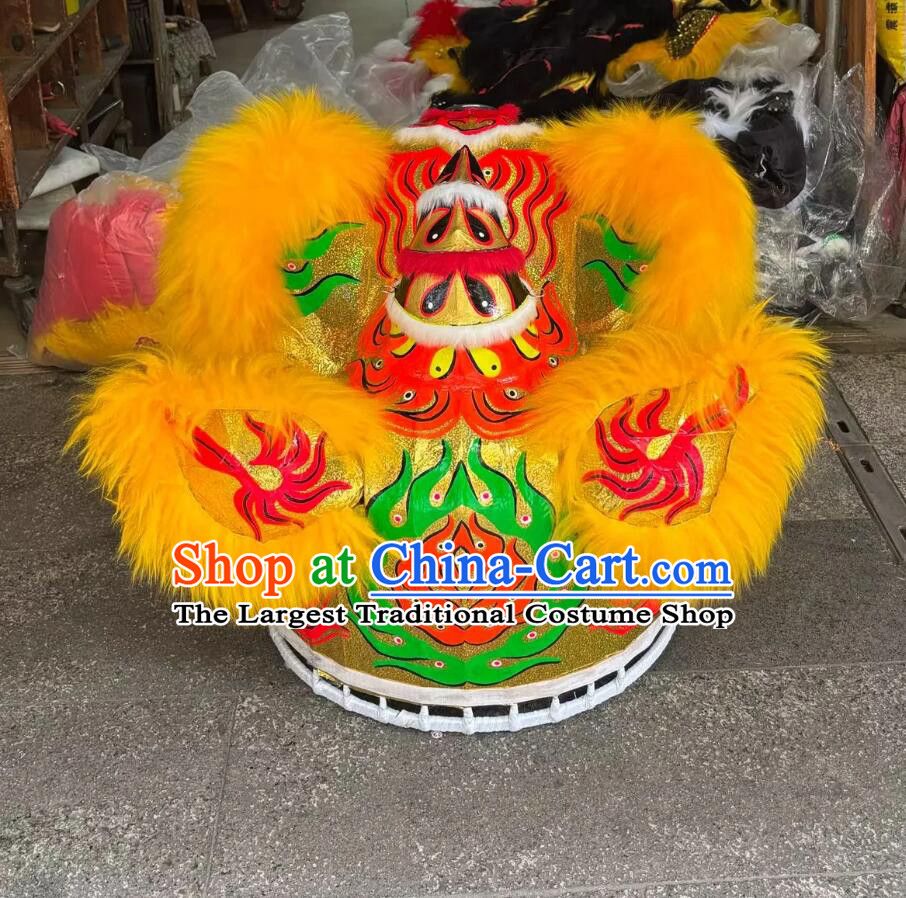 Top Orange Lion Dance Equipment for Performances Chinese Lion Dance Fut San Lion Head and Costumes Complete Set