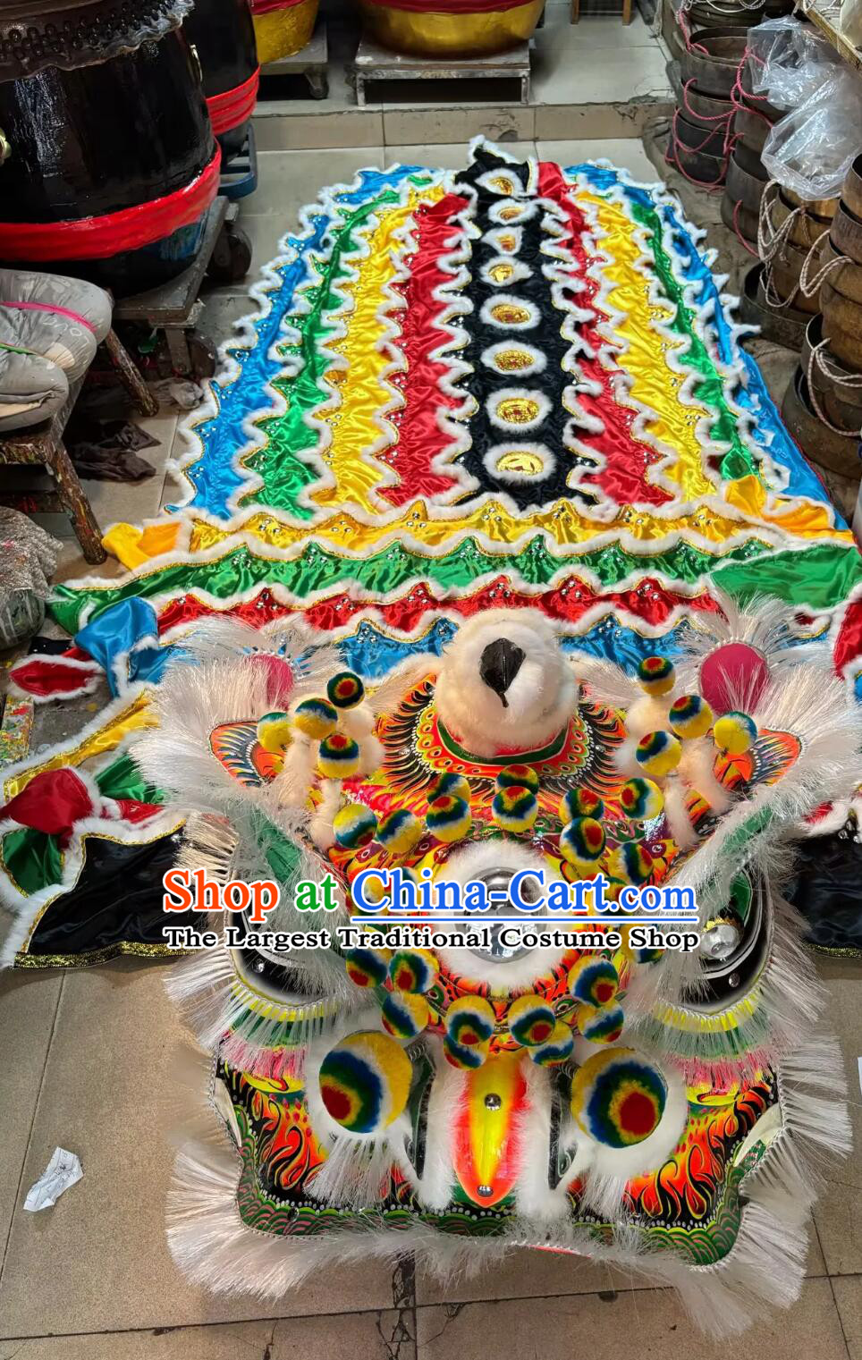 Top Toothbrush Fur Lion Dance Equipment for Performances Traditional Chinese Lion Dance Liu Bei Lion Head and Costumes Complete Set