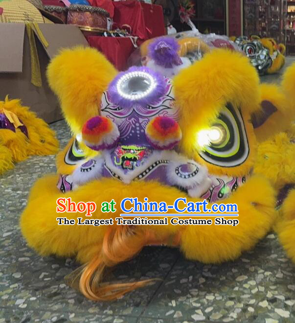 Top LED Eyes and Mirror Lion Dance Equipment Chinese Southern Lion Dance Fut San Lion Head and Costumes Complete Set