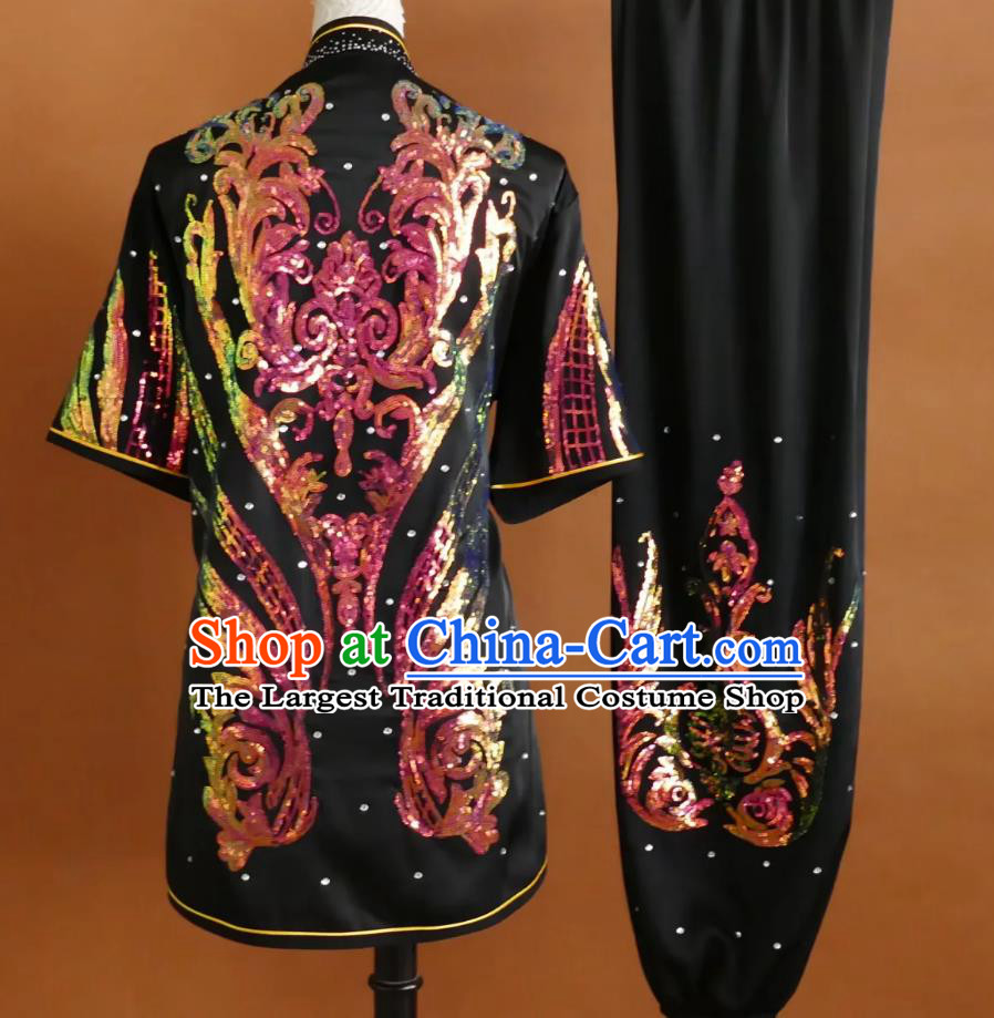 Top Martial Arts Performance Clothing Embroidered Changquan Wushu Uniform Full Sequins Competition Outfit Kung Fu Exam Costume