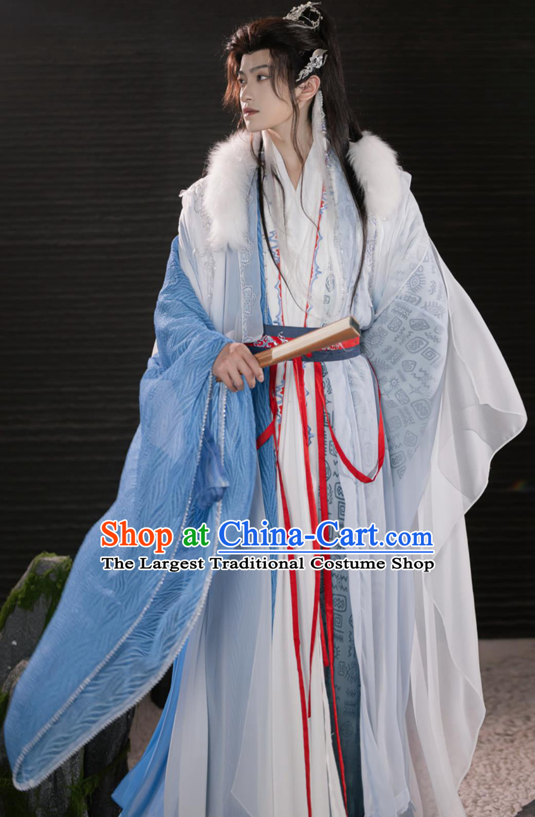 Hanfu Men Chinese Traditional Costume Ancient Taoist Robe Set