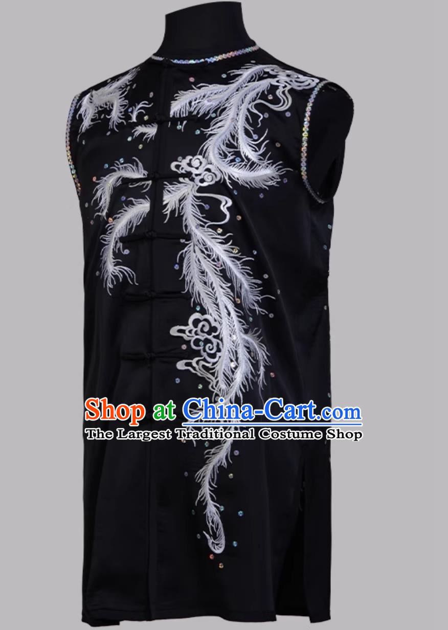 Black Martial Arts Clothing Embroidered Nanquan Wushu Uniform Chinese Kung Fu Competition Costume