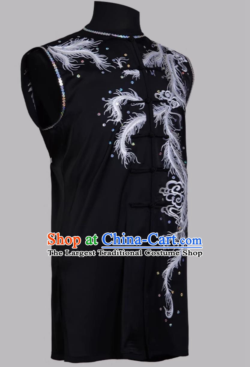 Black Martial Arts Clothing Embroidered Nanquan Wushu Uniform Chinese Kung Fu Competition Costume