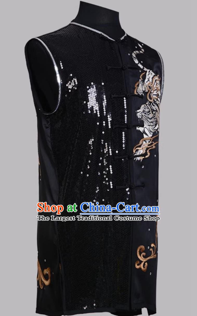 Embroidered Tiger Nanquan Competition Colorful Uniform Sleeveless Kung Fu Chinese Sparkling Outfit