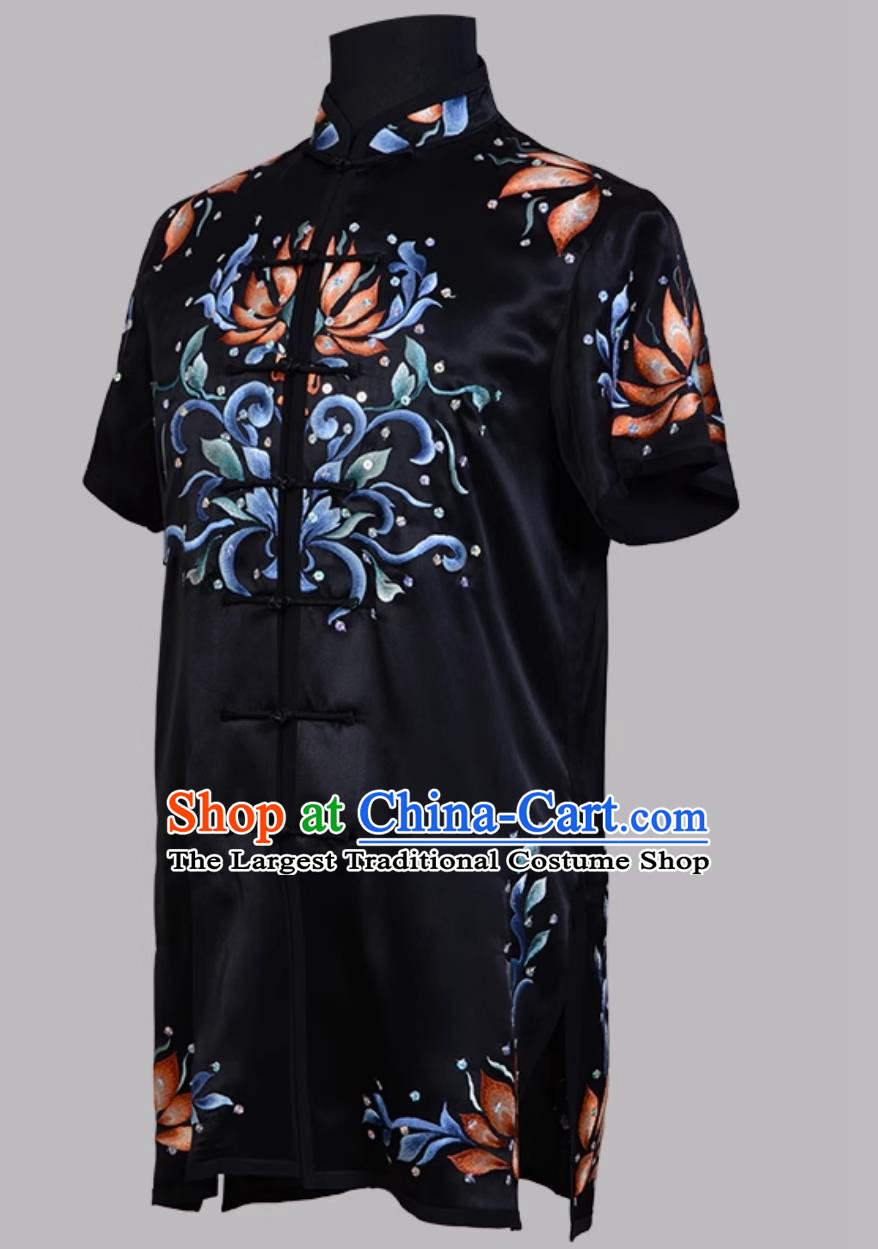 Pure Silk Embroidered Wushu Uniform Hand Pushed Embroidery Double Deer Changquan Suit Training Competition Kung Fu Outfit