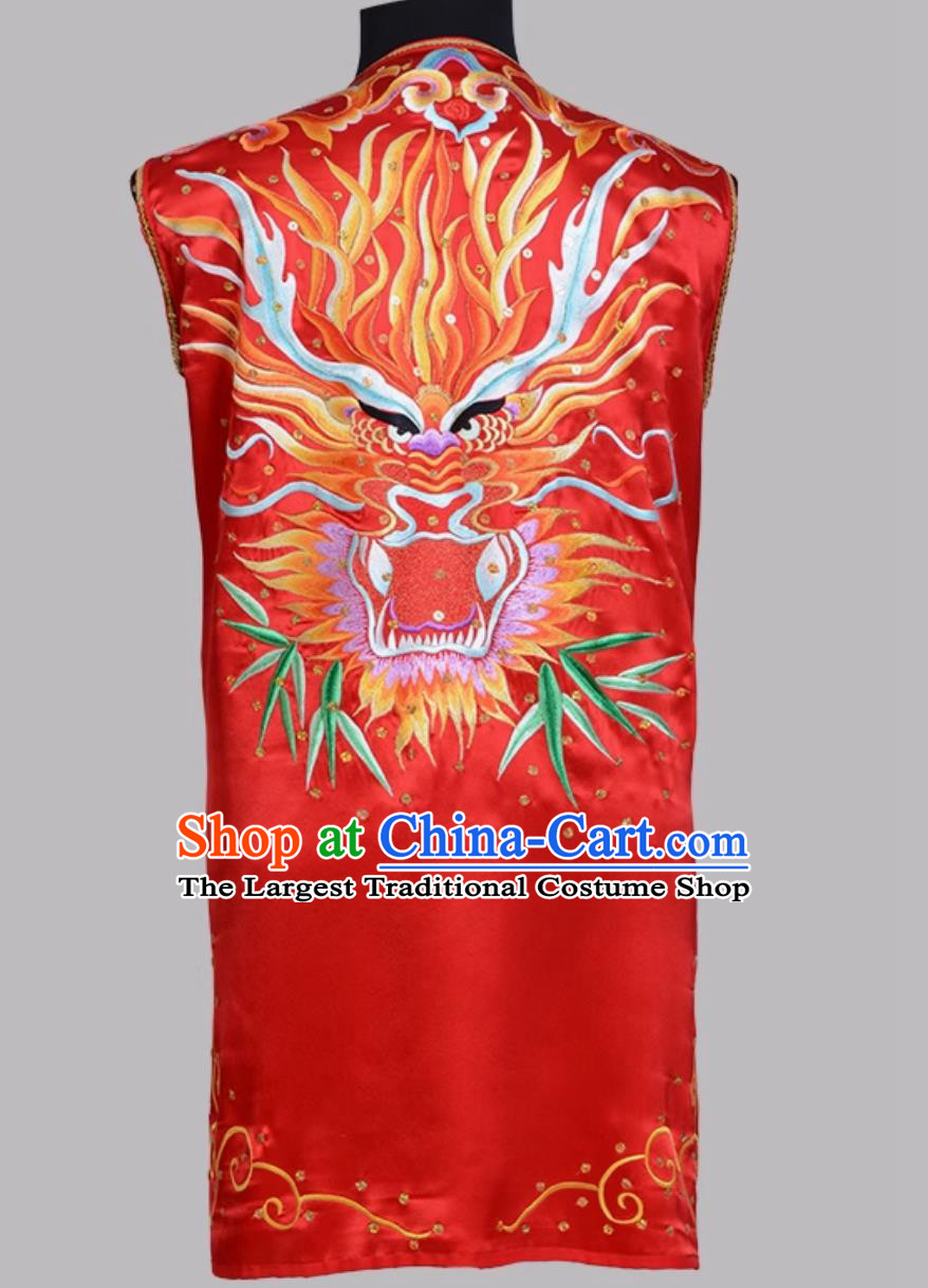 Red Pure Silk Embroidered Nanquan Competition Costume Performance Wushu Uniform Chinese Kung Fu Sleeveless Outfit