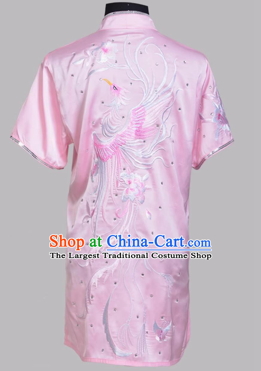 Pink Embroidered Chinese Kung Fu Competition Costume Performance Changquan Outfit