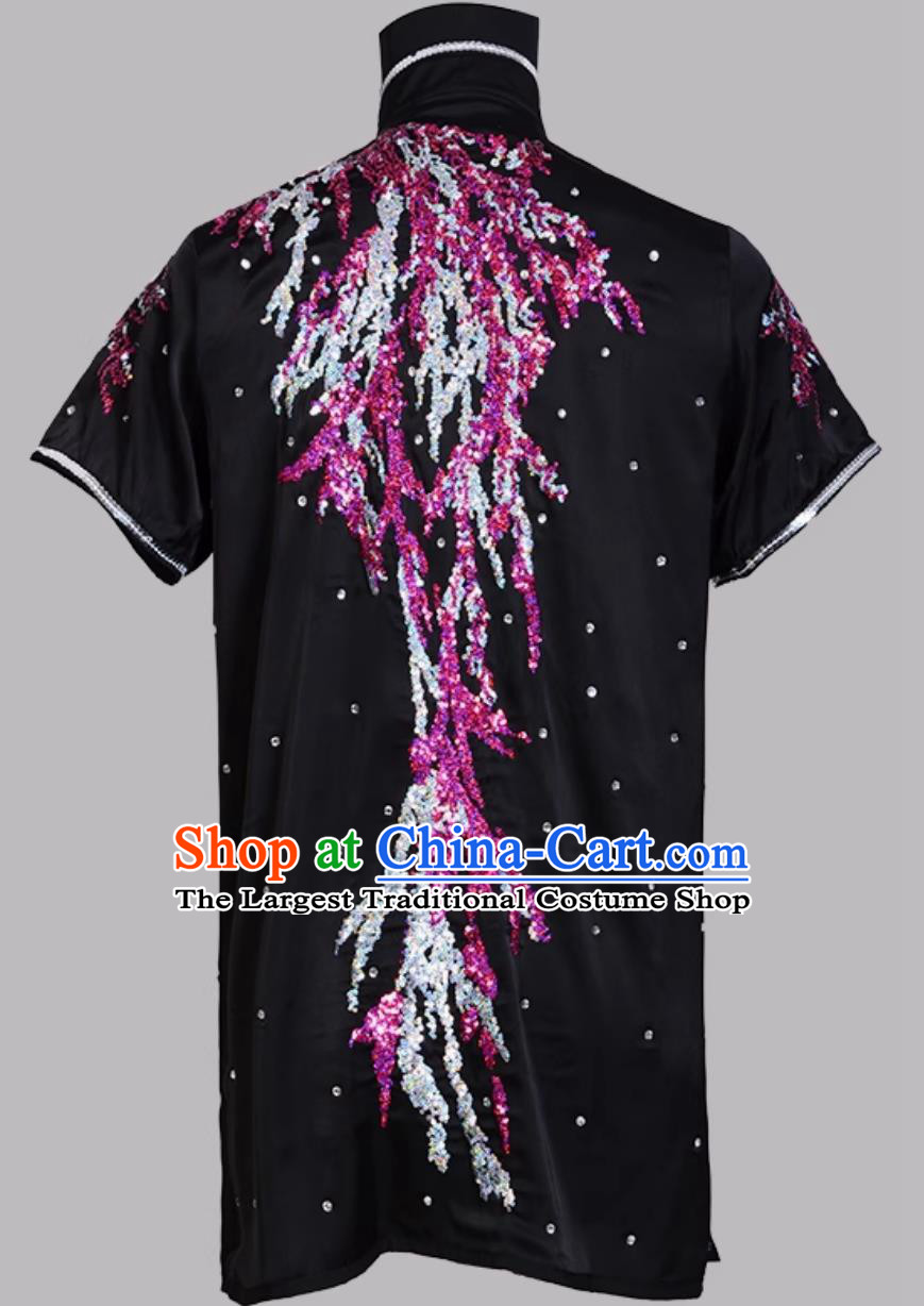Sparkling Silver Rose Gold Color Block Competition Costume Colorful Wushu Uniform Kung Fu Training Outfit
