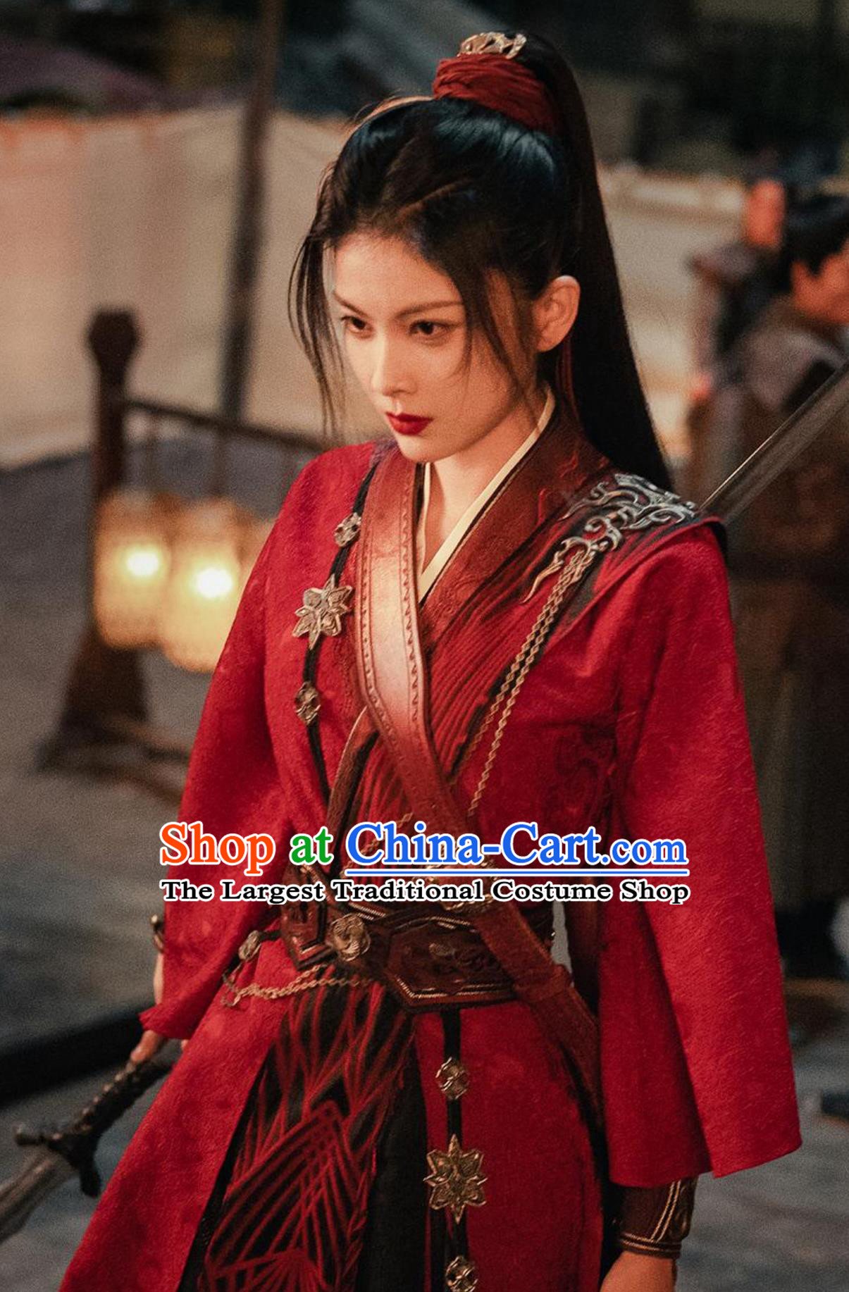 Traditional Red Hanfu Dress TV Series Guardians of the Dafeng Heroine Li Miao Zhen Costume Chinese Ancient Swordswoman Clothing