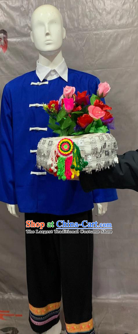 Achang Ethnic Performance Costume Embroidered  Chinese Ethnic Minorities Traditional Male Clothing