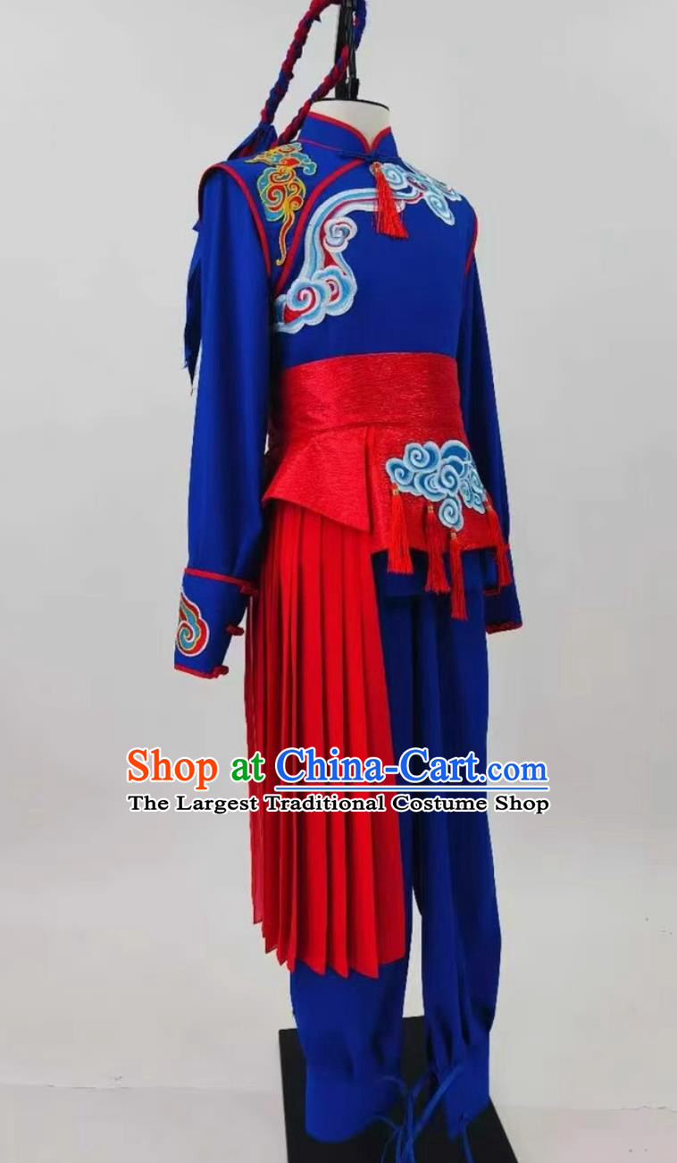 Year Of The Snake Spring Festival Gala Chaoshan Yingge Dance Costume Men Performance Blue Outfit Intangible Cultural Heritage Dance Attire