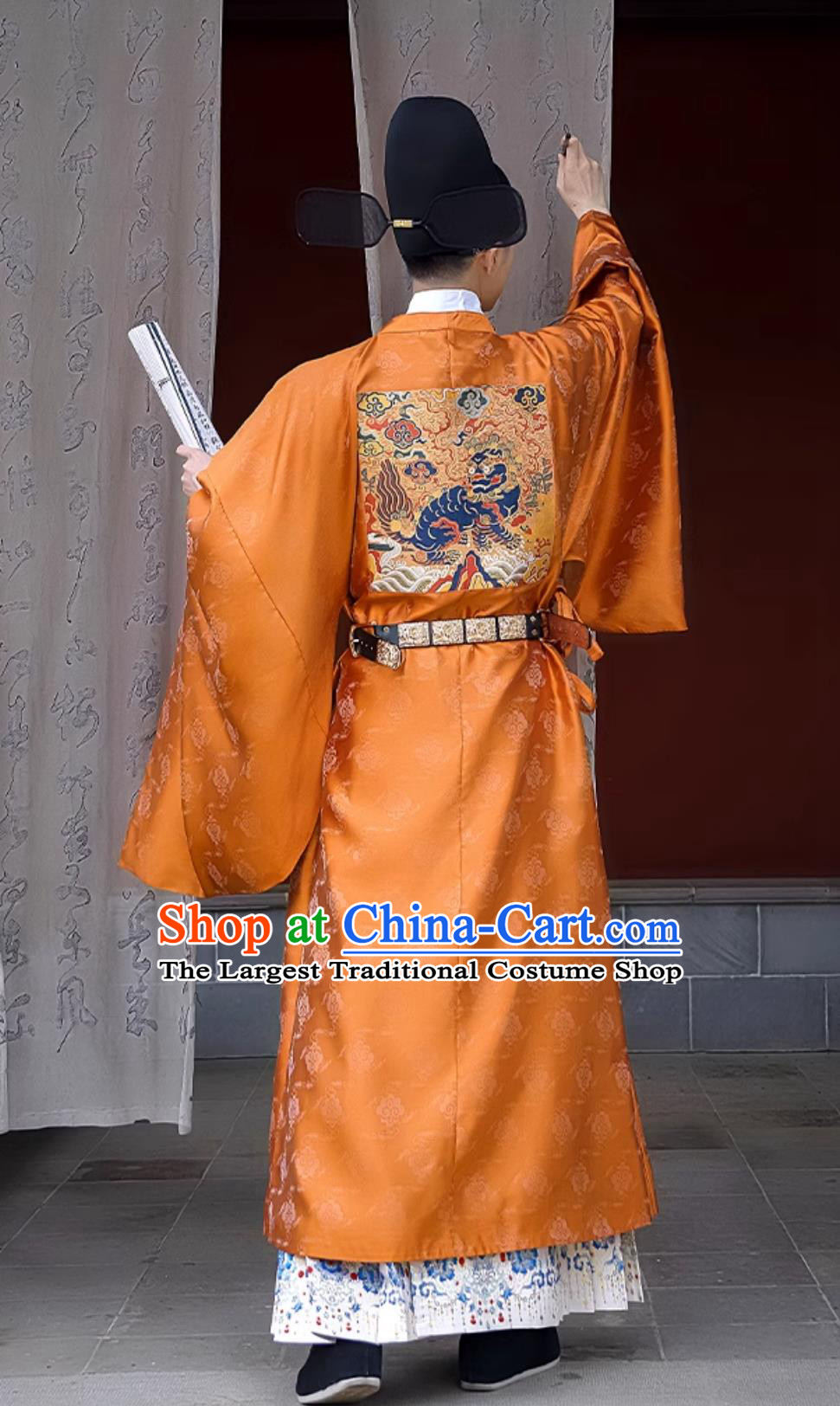Ming Dynasty Hanfu Unisex Crane Pattern Official Robe Round Neck Gown Traditional Chinese Wedding Attire