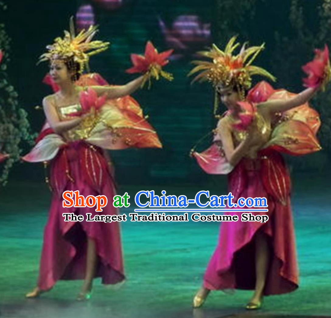 Opening Performance Costume Song And Dance Gala Lotus Petal Dress Commercial Tour Stage Performance Clothing