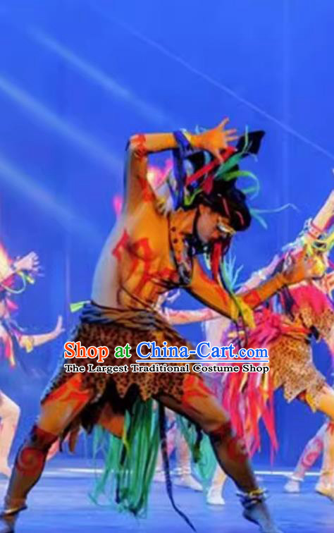 Tibetan Qiang Traditional Folk Festival Cultural Performance Costume Ethnic Dance Outfit Male Stage Show Attire