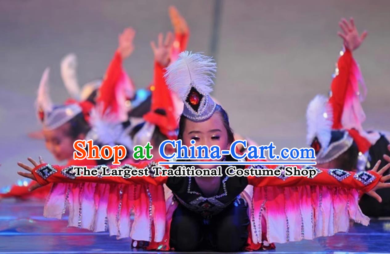 Xinjiang Dance Performance Costume Tianshan Eaglet Soaring Children Group Dance Clothing Competition Stage Attire