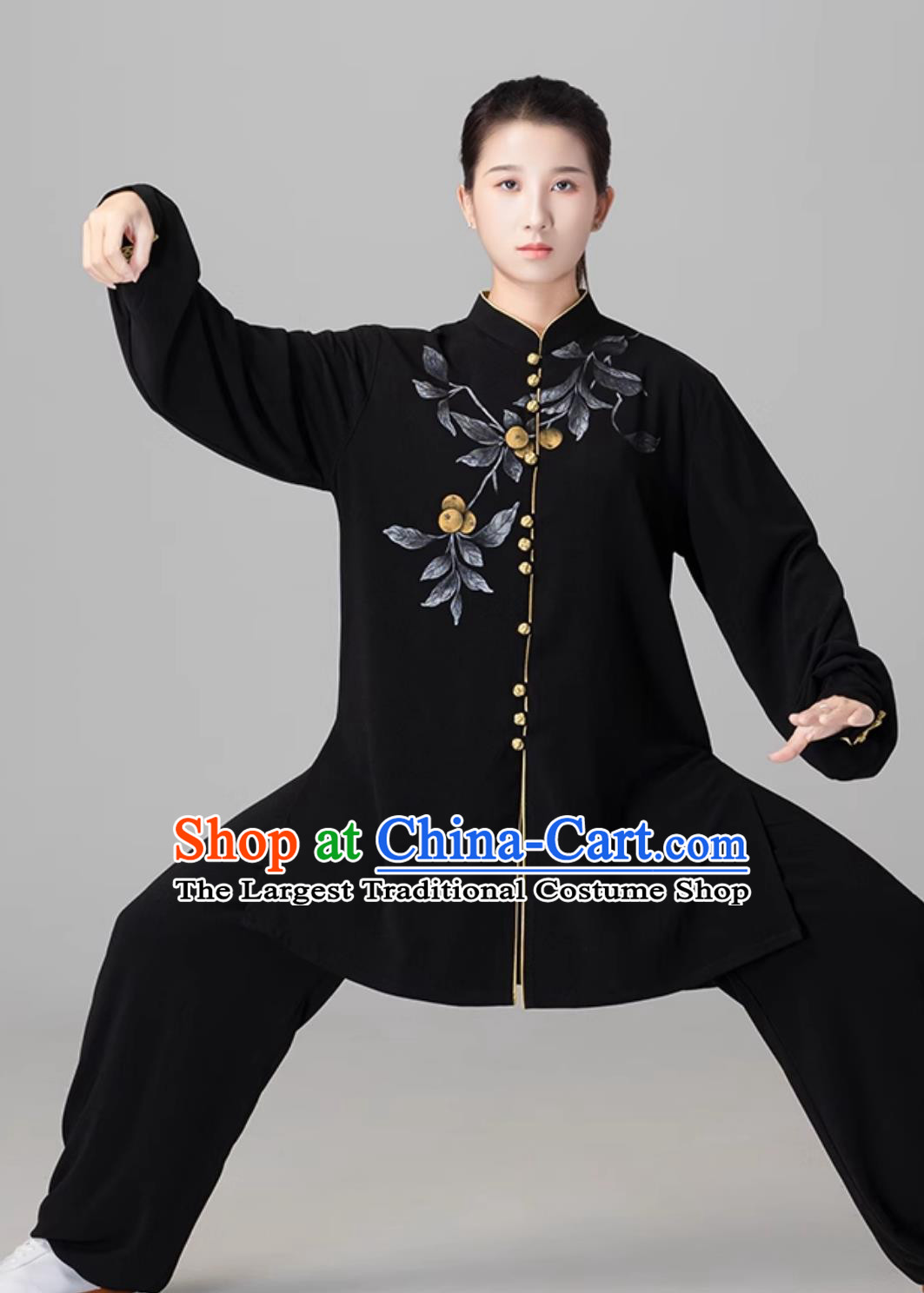 Women Tai Chi Suit Taiji Duan Jin Training Uniform Mid Long Performance Hand Painted Outfit