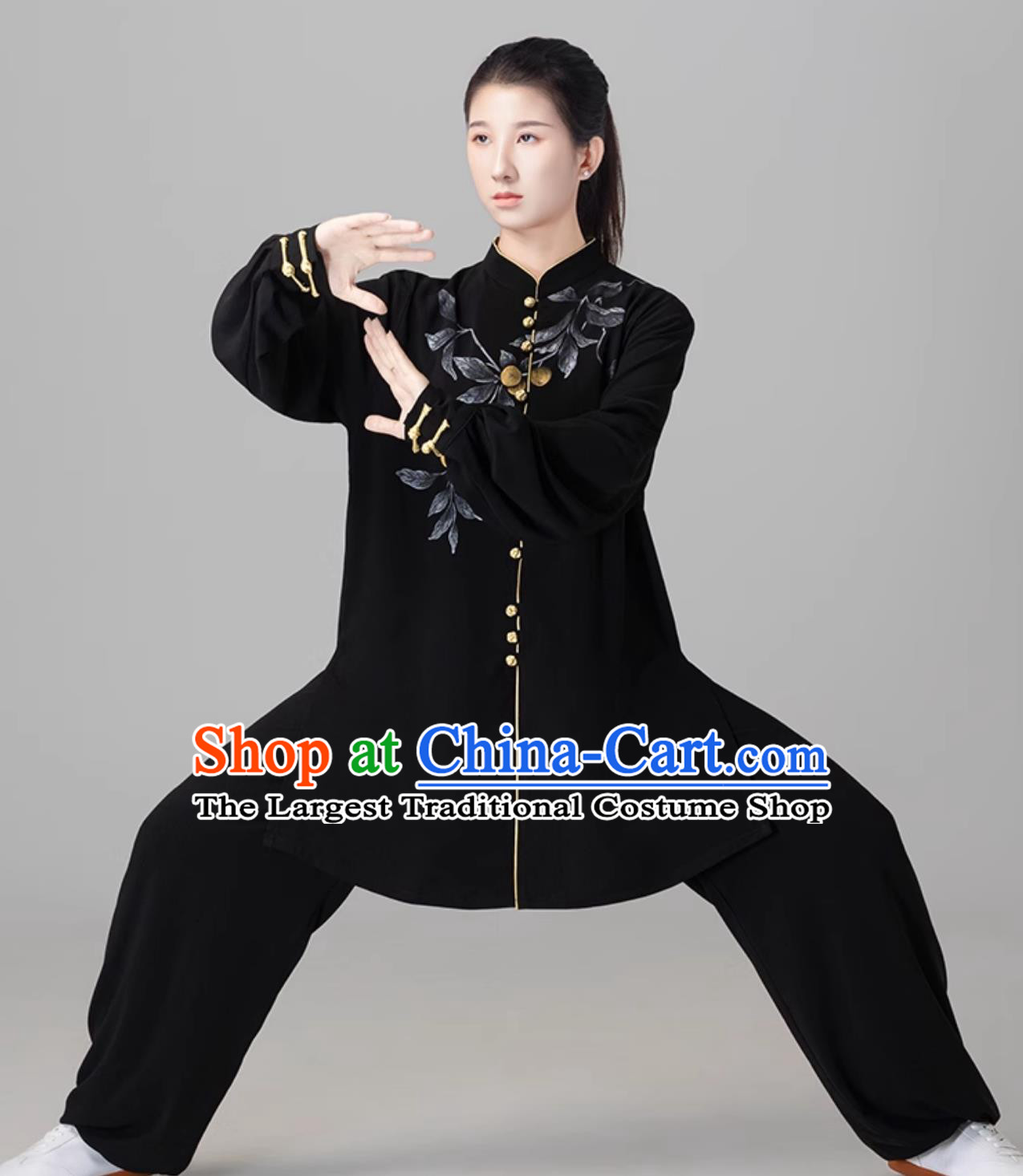 Women Tai Chi Suit Taiji Duan Jin Training Uniform Mid Long Performance Hand Painted Outfit