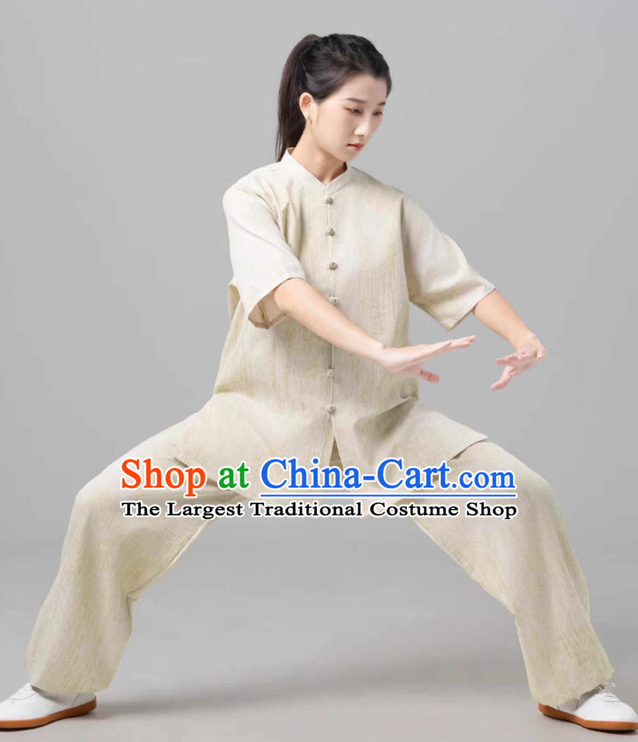Women Tai Chi Suit Short Sleeve Taiji Uniform Ba Duan Jin Training Outfit