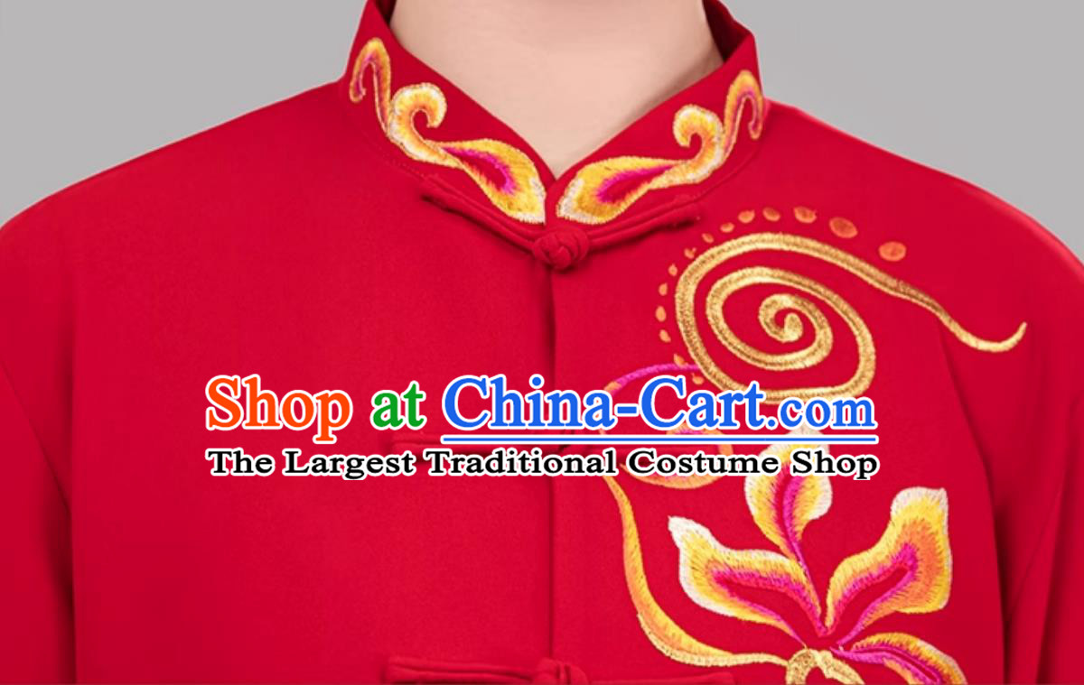Chinese Style Women Tai Chi Suit Taiji Training Red Uniform Competition Performance Outfit