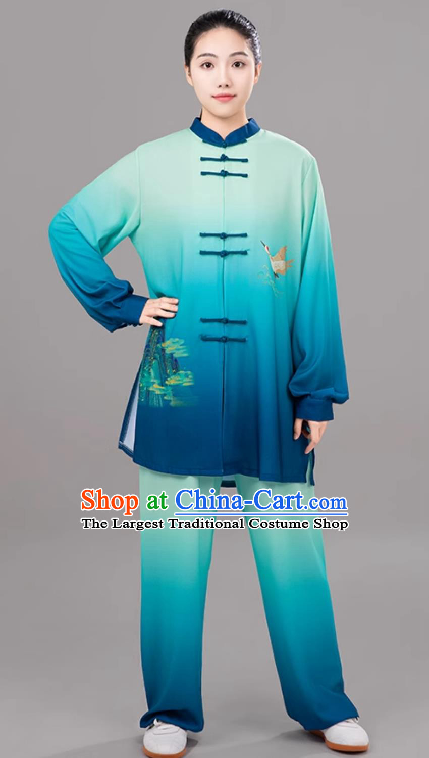 Gradient Color Tai Chi Suit Taiji Ba Duan Jin Training Uniform Competition Performance Outfit
