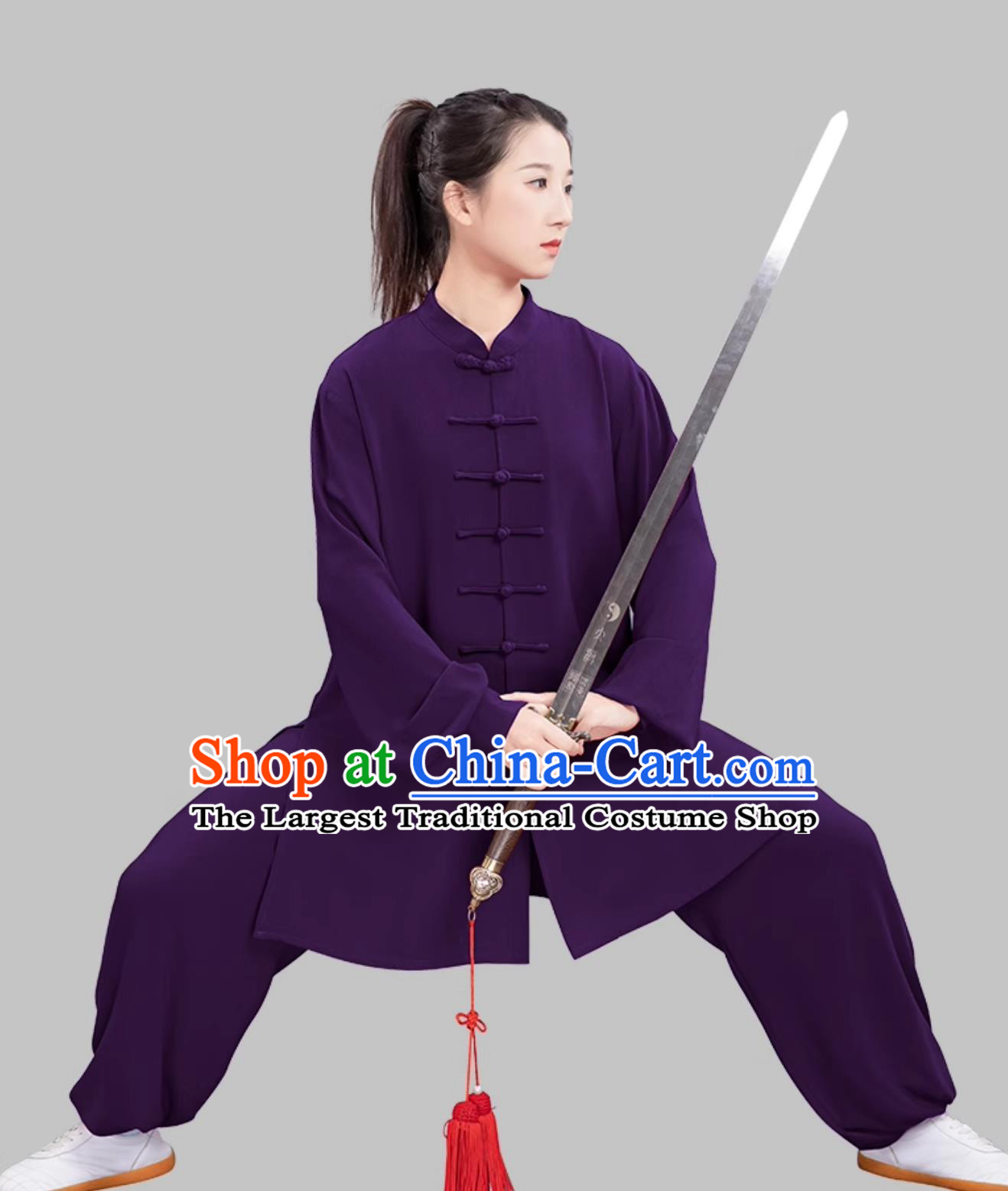 Purple Women Stretch Tai Chi Suit Ba Duan Jin Taiji Training Outfit