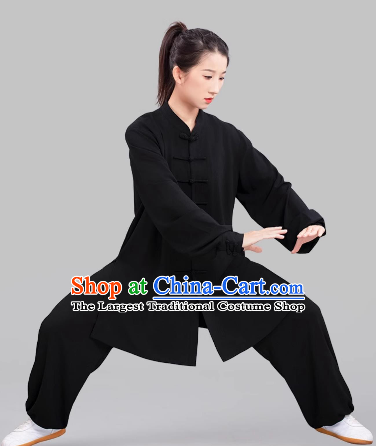 Black Women Stretch Tai Chi Suit Ba Duan Jin Taiji Training Outfit
