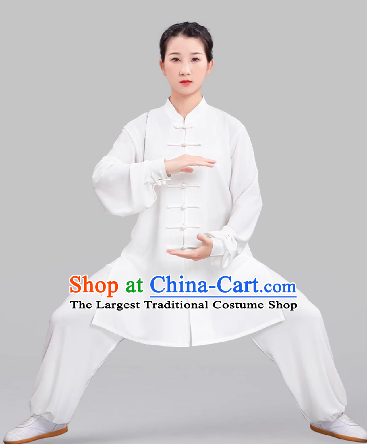 White Women Stretch Tai Chi Suit Ba Duan Jin Taiji Training Outfit