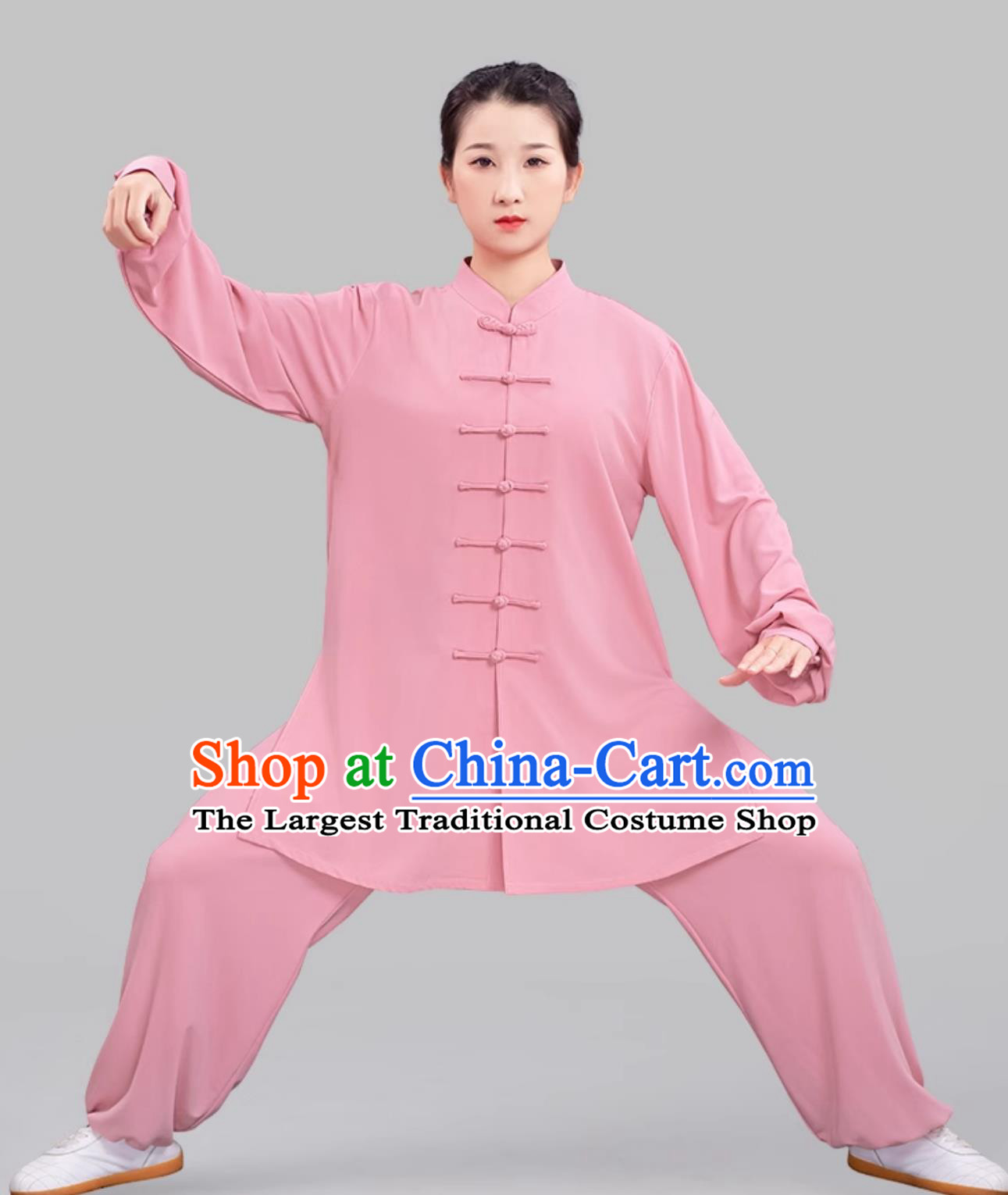 Pink Women Stretch Tai Chi Suit Ba Duan Jin Taiji Training Outfit