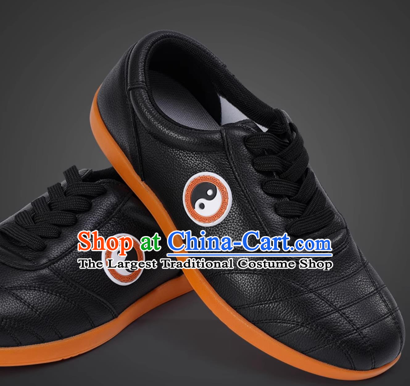 Black Top Leather Tai Chi Shoes Rubber Sole Ba Duan Jin Training Shoes