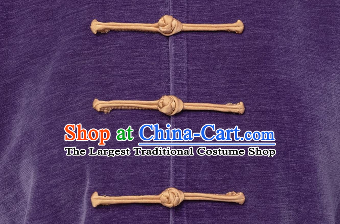 Purple Double Faced Fleece Women Tai Chi Suit Autumn Winter Thickened Tai Chi Training Uniform Martial Arts Clothing