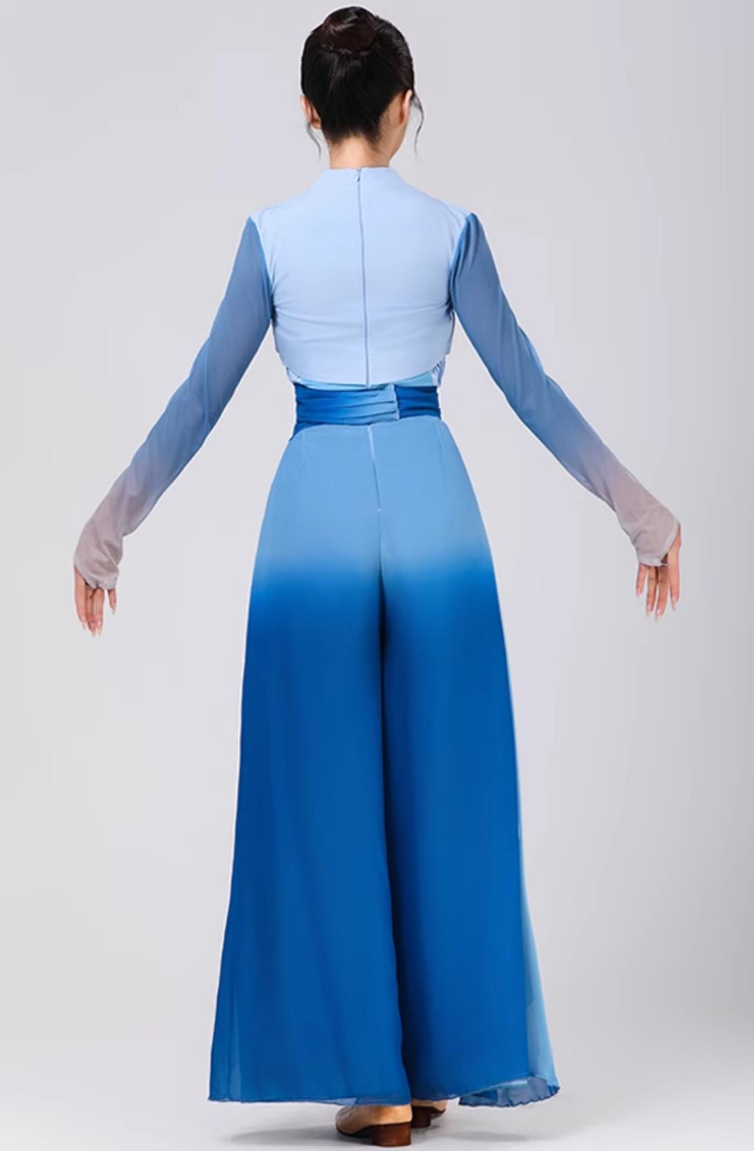 Lotus Award Dance Great River Impression Performance Costume Flared Gradient Chiffon Group Dance Outfit Men Women Clothing