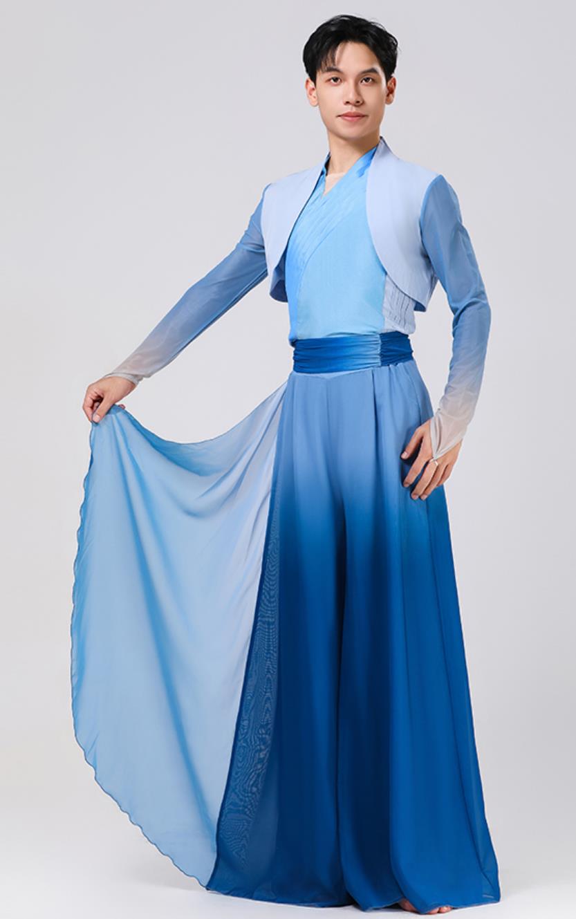 Lotus Award Dance Great River Impression Performance Costume Flared Gradient Chiffon Group Dance Outfit Men Women Clothing