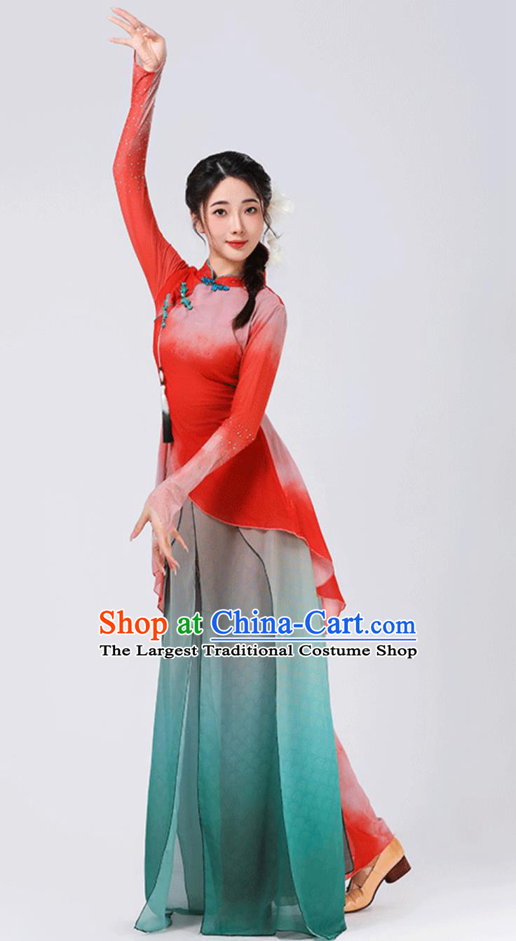Chinese Jiaozhou Yangko Costume Fan Dance Women Art Exam Performance Outfit Repertoire Umbrella Dance Dress