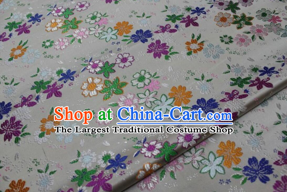 Traditional Chinese White Brocade Classical Flowers Pattern Design Satin Drapery Tang Suit Cheongsam Fabric