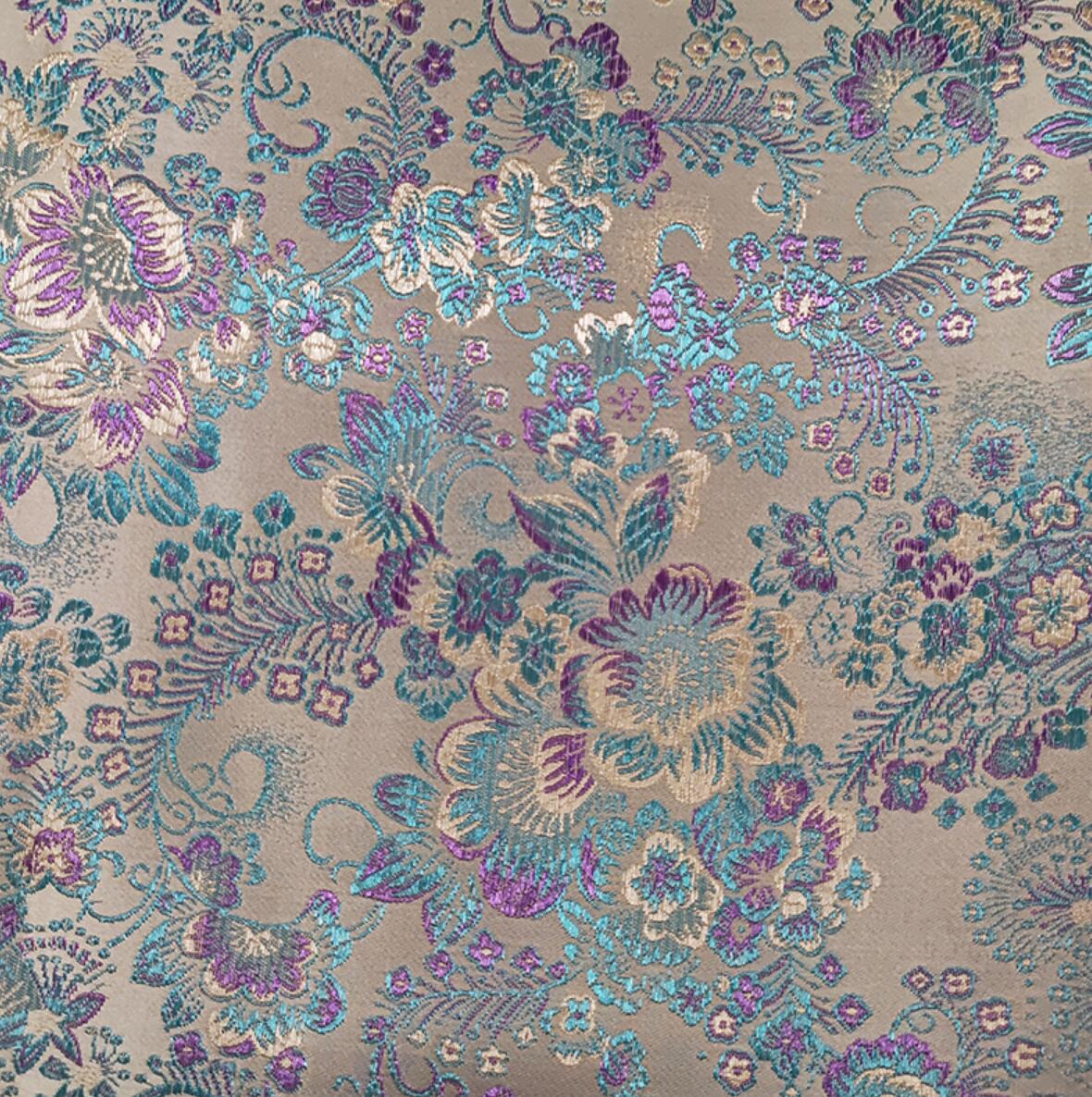 Classical Flowers Pattern Design Satin Drapery Traditional Tang Suit Cheongsam Fabric Chinese White Brocade