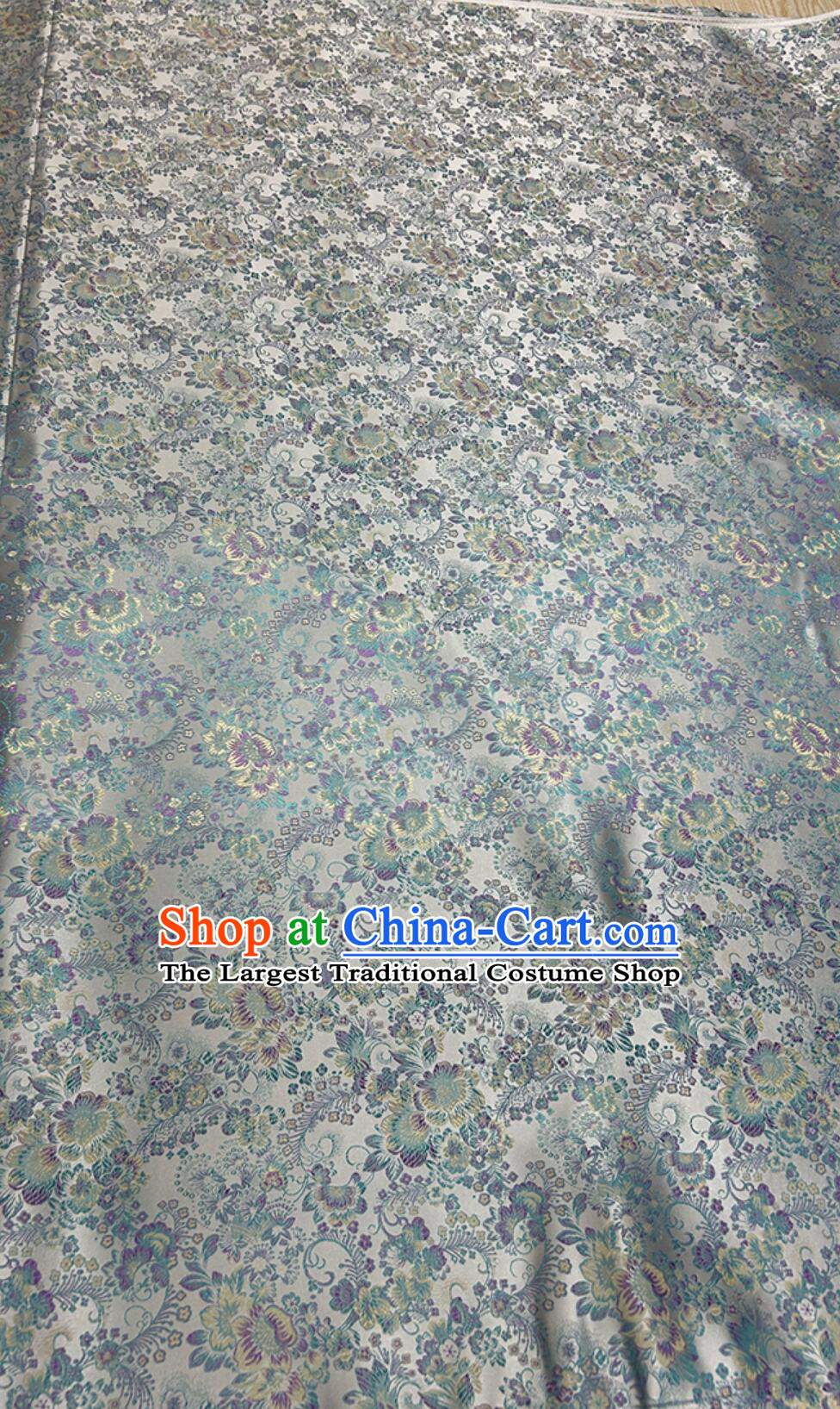 Classical Flowers Pattern Design Satin Drapery Traditional Tang Suit Cheongsam Fabric Chinese White Brocade