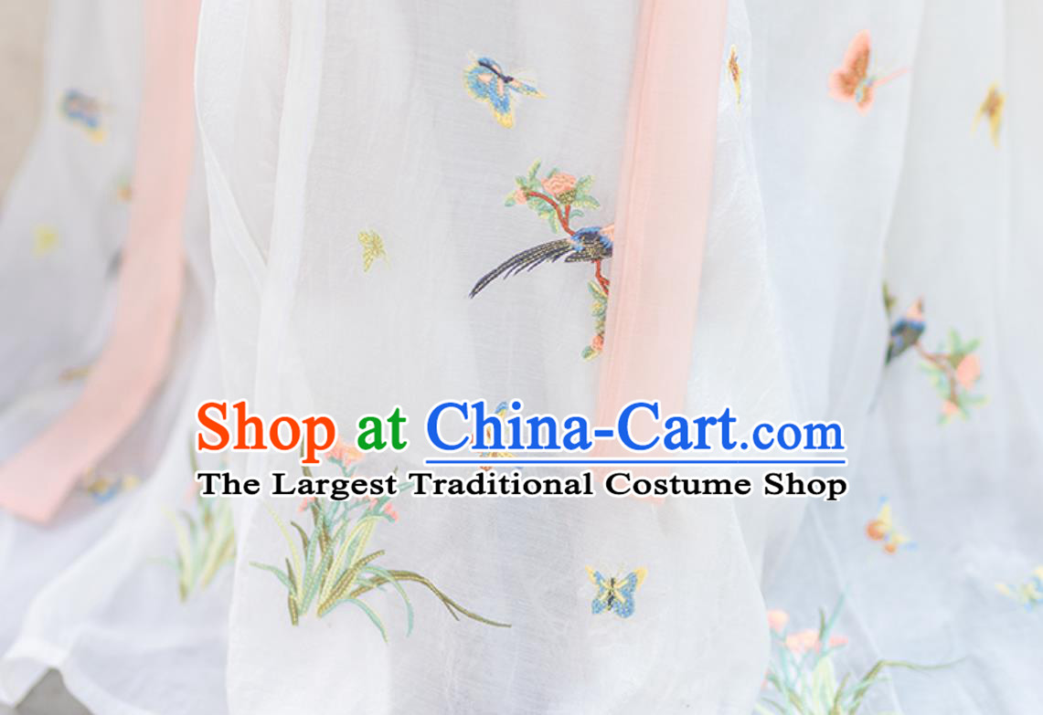 Chinese Ming Dynasty Hanfu Women Spring Summer Blouse and Horse Face Skirt Complete Set
