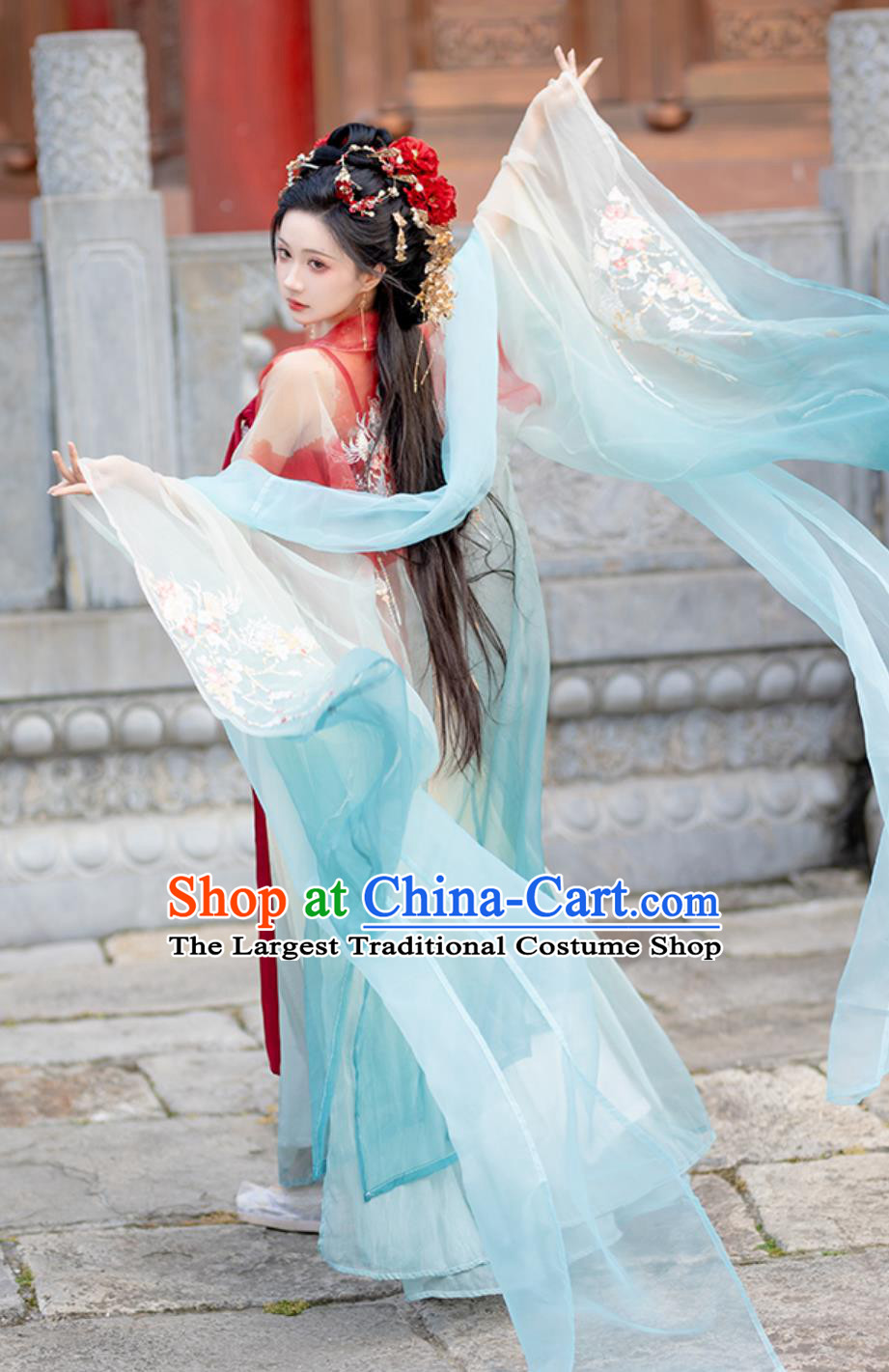 Tang Dynasty Hanfu Women Hezi Dress Wide Sleeve Gown Complete Set Ancient Chinese Princess Clothing
