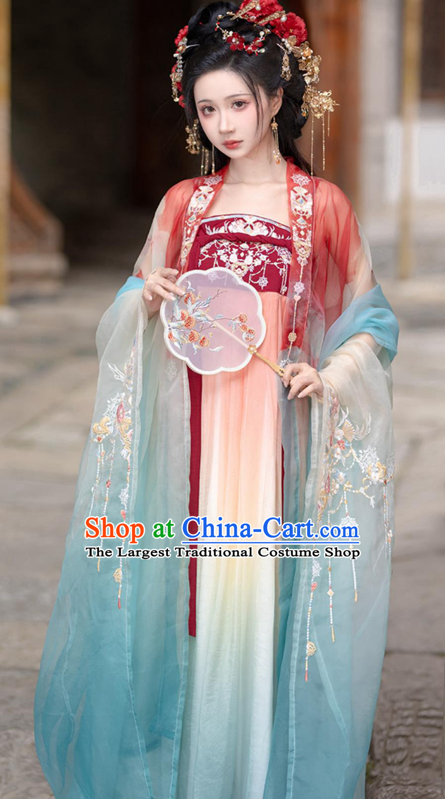 Tang Dynasty Hanfu Women Hezi Dress Wide Sleeve Gown Complete Set Ancient Chinese Princess Clothing